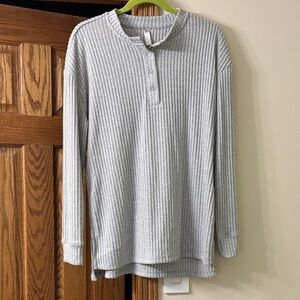 Gray Ribbed Henley Shirt